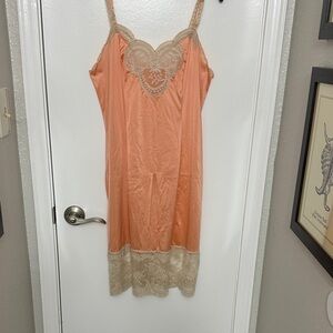 Vintage delicate lace and silk slip dress.